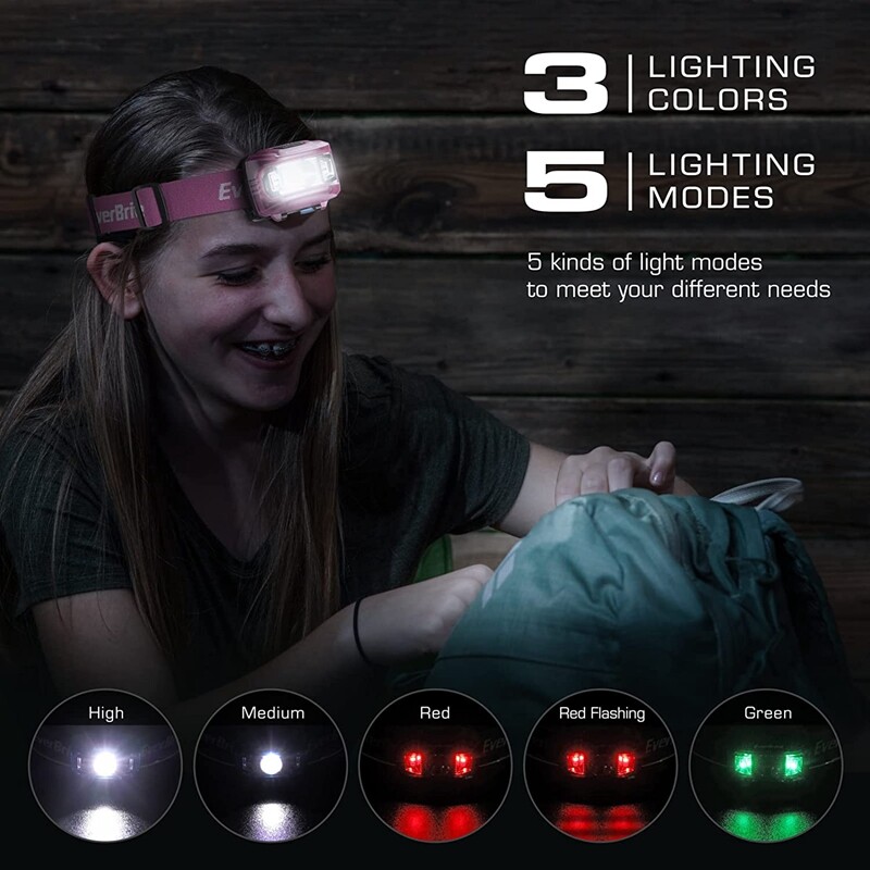 EverBrite Super Bright LED Headlamp Head Lamp 5 Modes Headlamp Flashlight 2-Pack