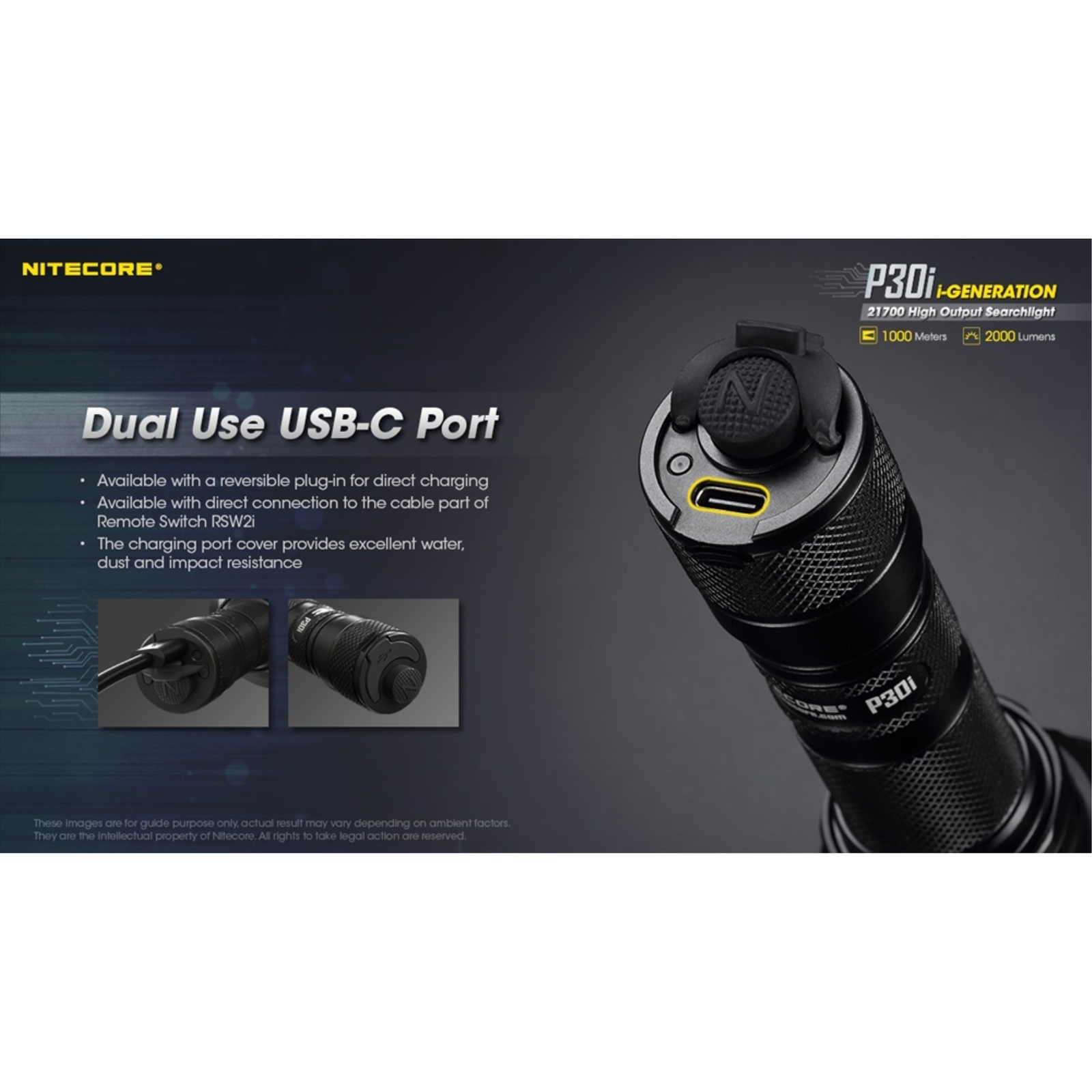 ~NEW~ Nitecore P30i 2000 Lumen 1093 Yard Long Throw Flashlight Hunting Kit