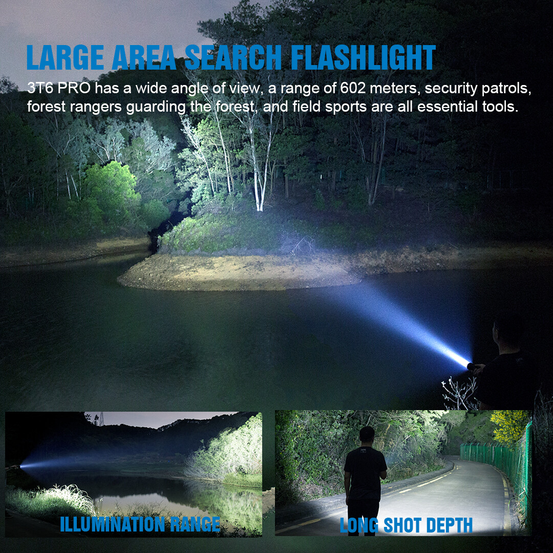 TrustFire 3T6pro Led Tactical Flashlight 5500 Lumens Rechargeable Hunting Light