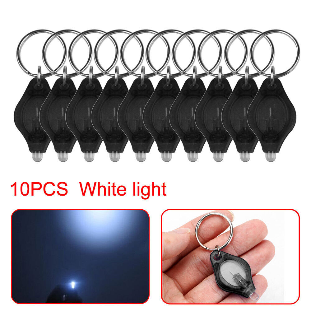10pcs Mini Bright LED Micro Light Keychain Squeeze Light Key Ring Camping
