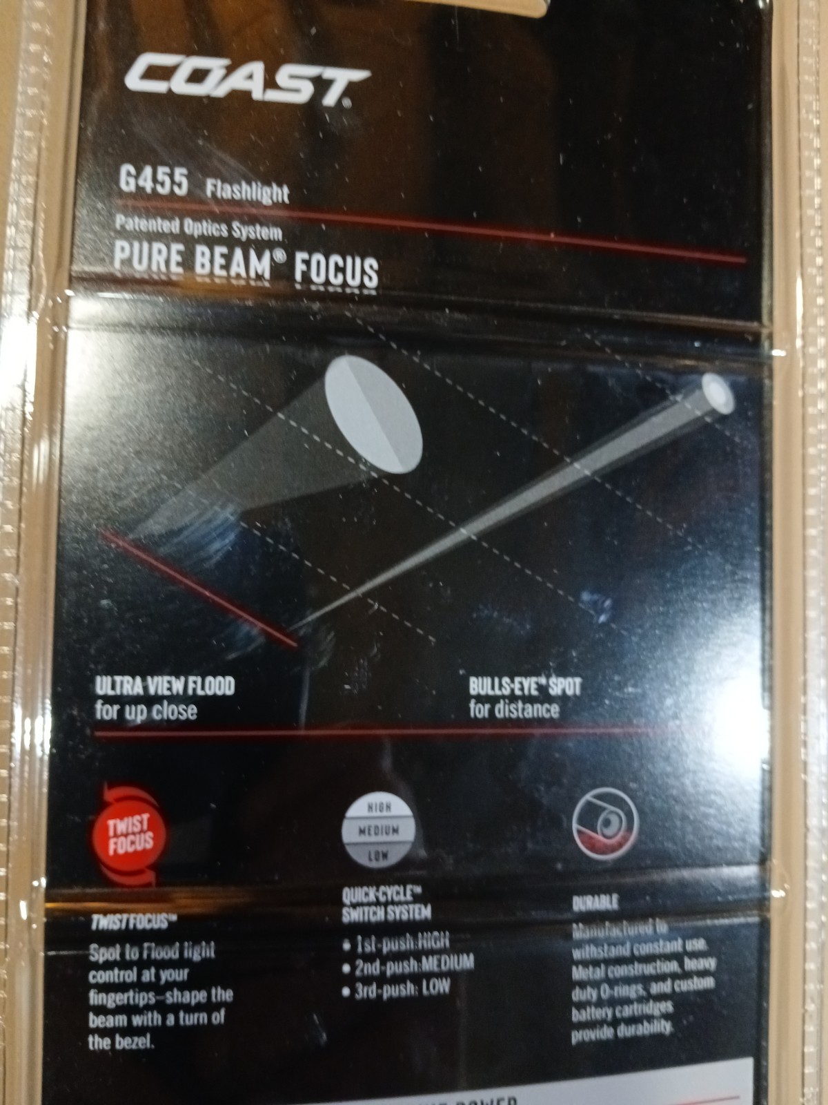 Brand New Coast G455 Bright LED Flashlight 1630 Lumens w/ Batteries Focus Beam