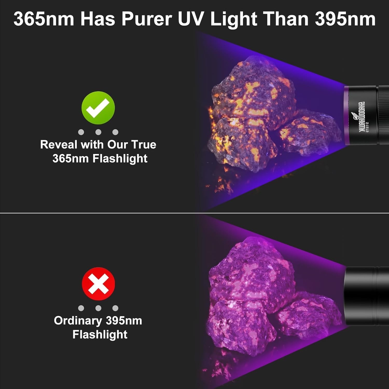 365nm UV Flashlight with Filter Lens – 30w Powerful Black Light