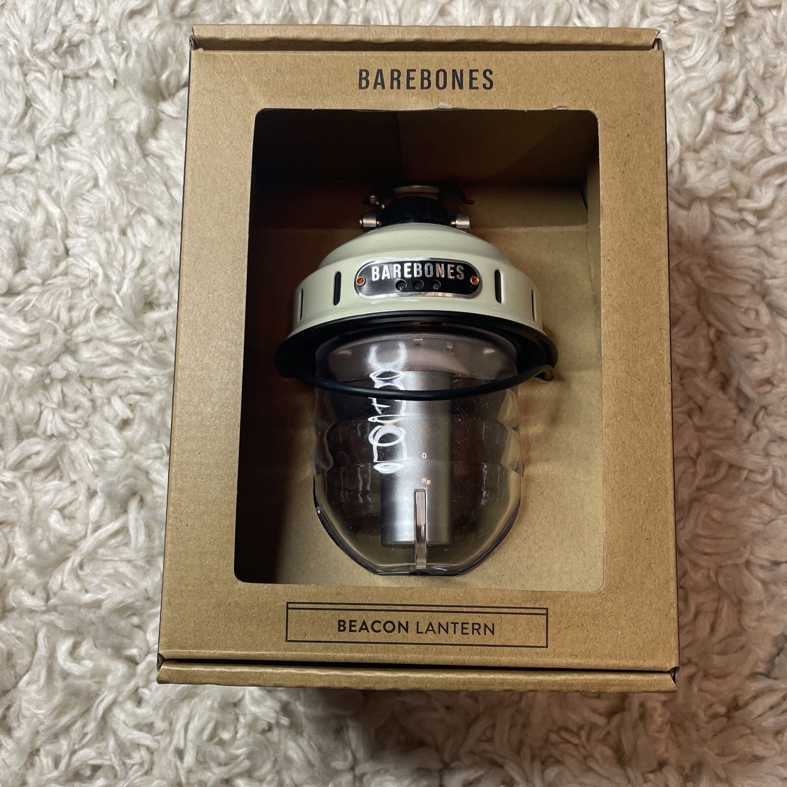 Barebones Living Beacon Hanging Lantern Steel Rechargeable Battery Vintage White