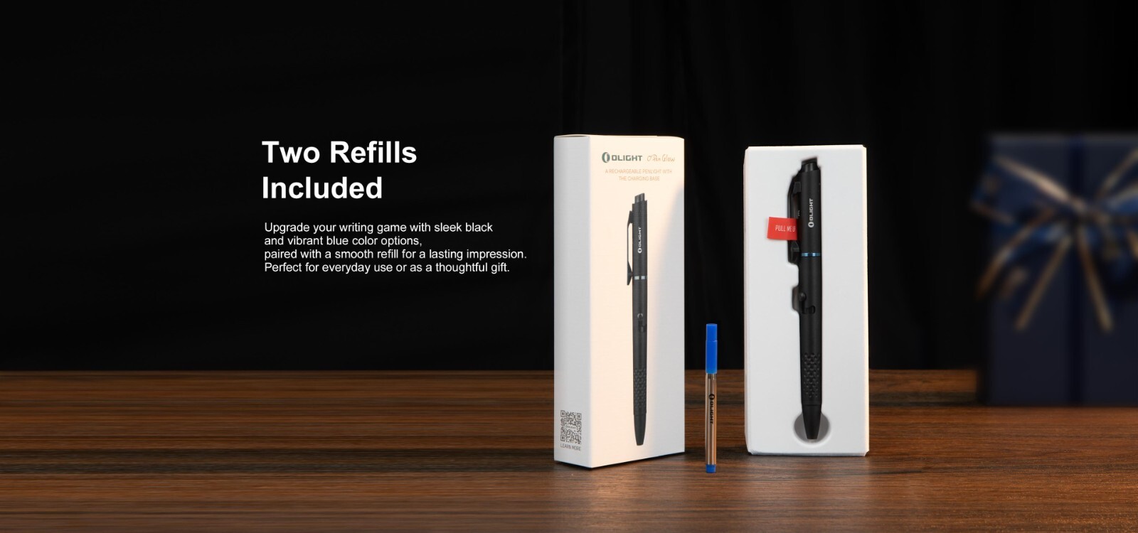 Olight Open Glow Blue Rechargeable Penlight, LED/Green Laser, 120 Lu, 2 Refills