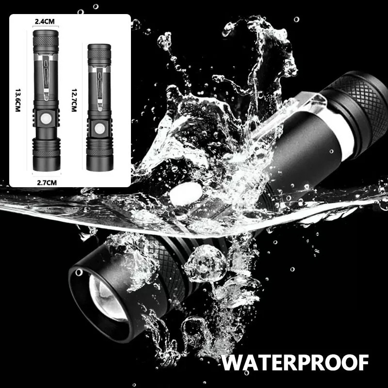990000LM Rechargeable LED Flashlight Tactical Police Super Bright Torch Zoomable