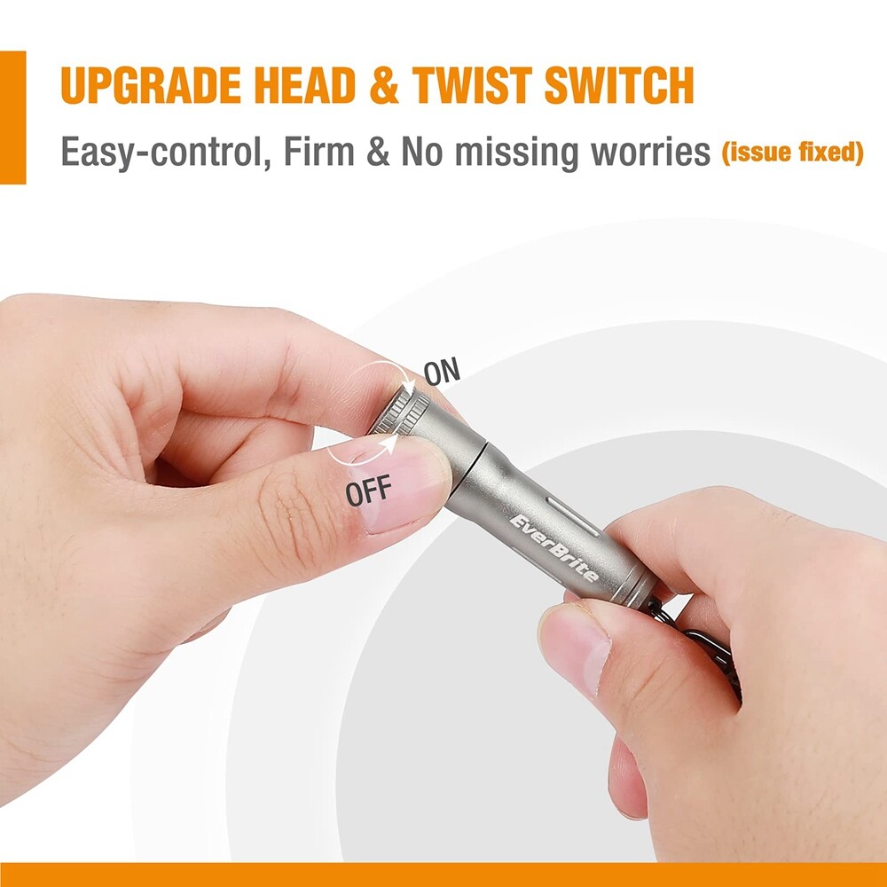 EverBrite Keychain LED Flashlight Mini Bright Key Ring Portable Pocket Pen Torch