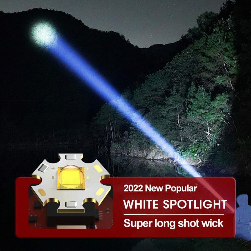 Powerful Long Range LED Flashlights Rechargeable Side Light Zoom Tactical Torch
