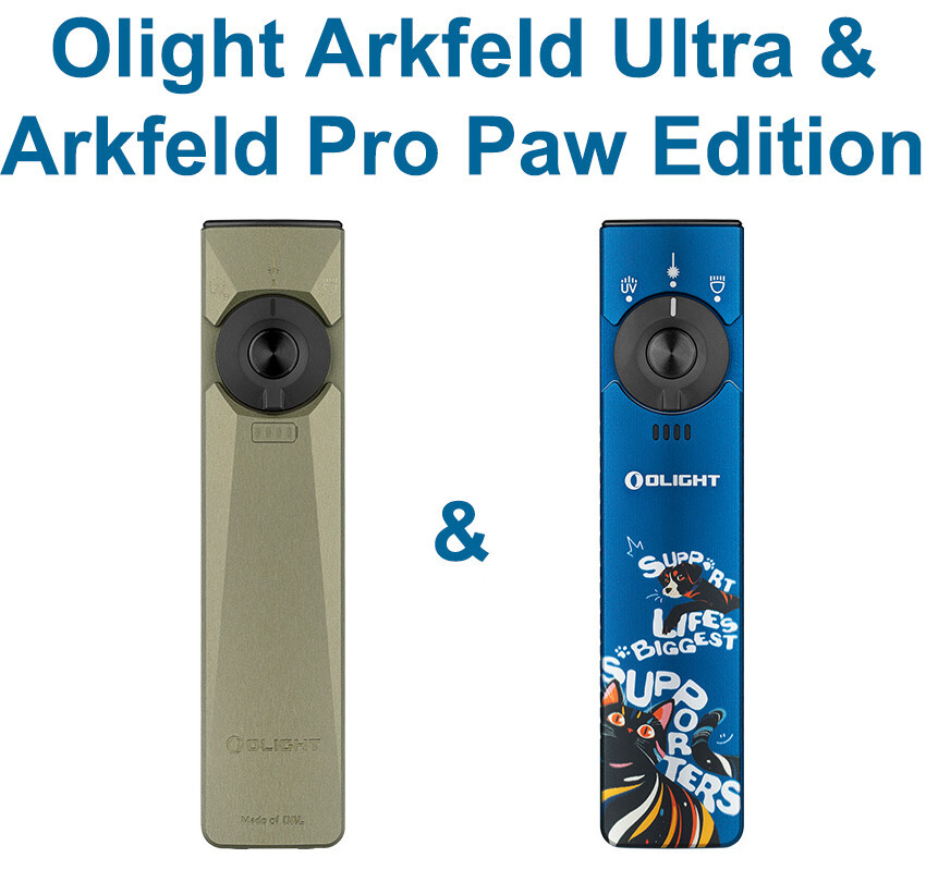Olight Arkfeld Ultra Olive Green & Arkfeld Pro Paw Edition 3 in 1 EDC Flashlight