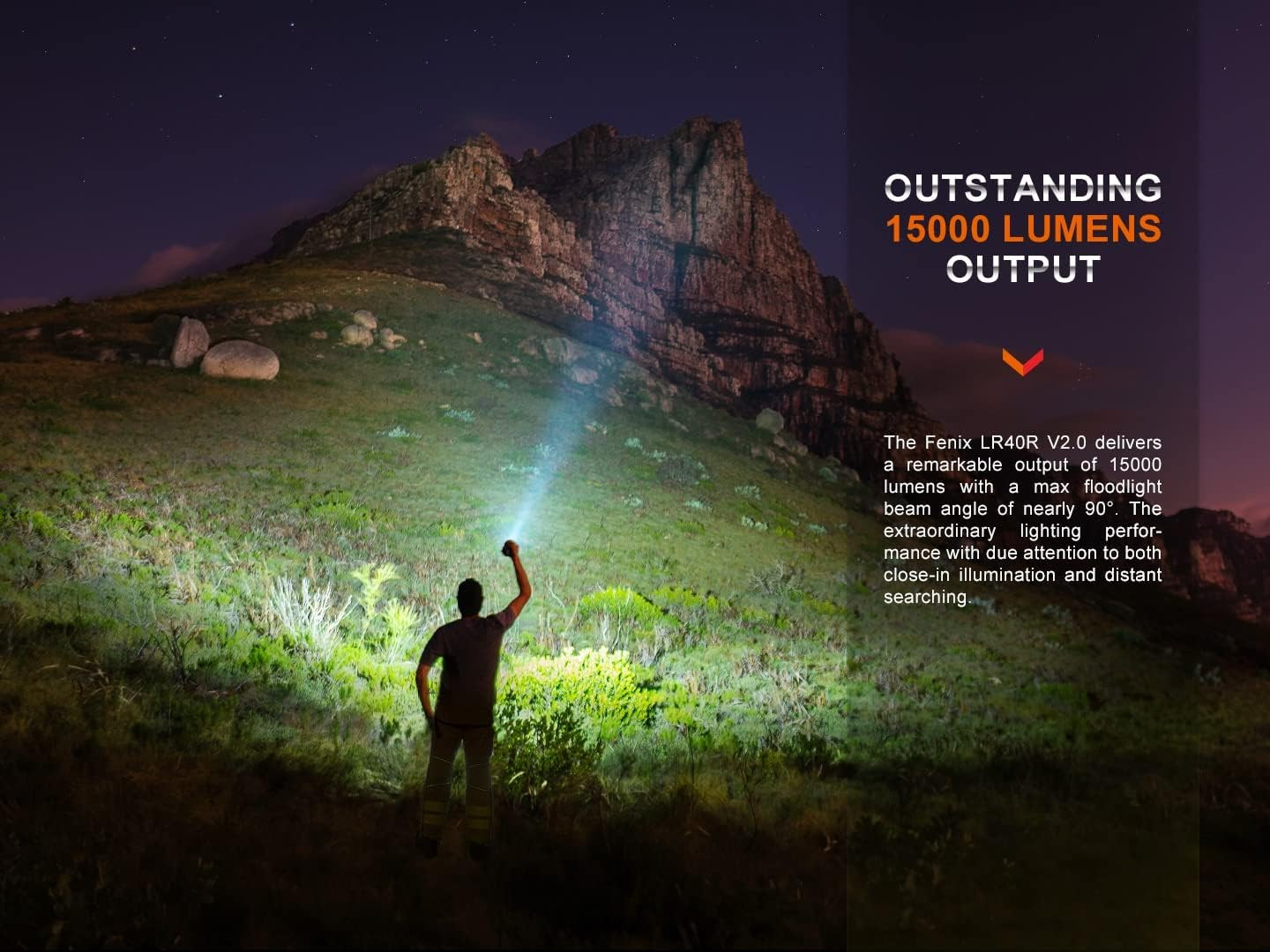 LR40R V2.0, Rechargeable Long Range, Ultra Bright LED Searchlight Torch | 15,000