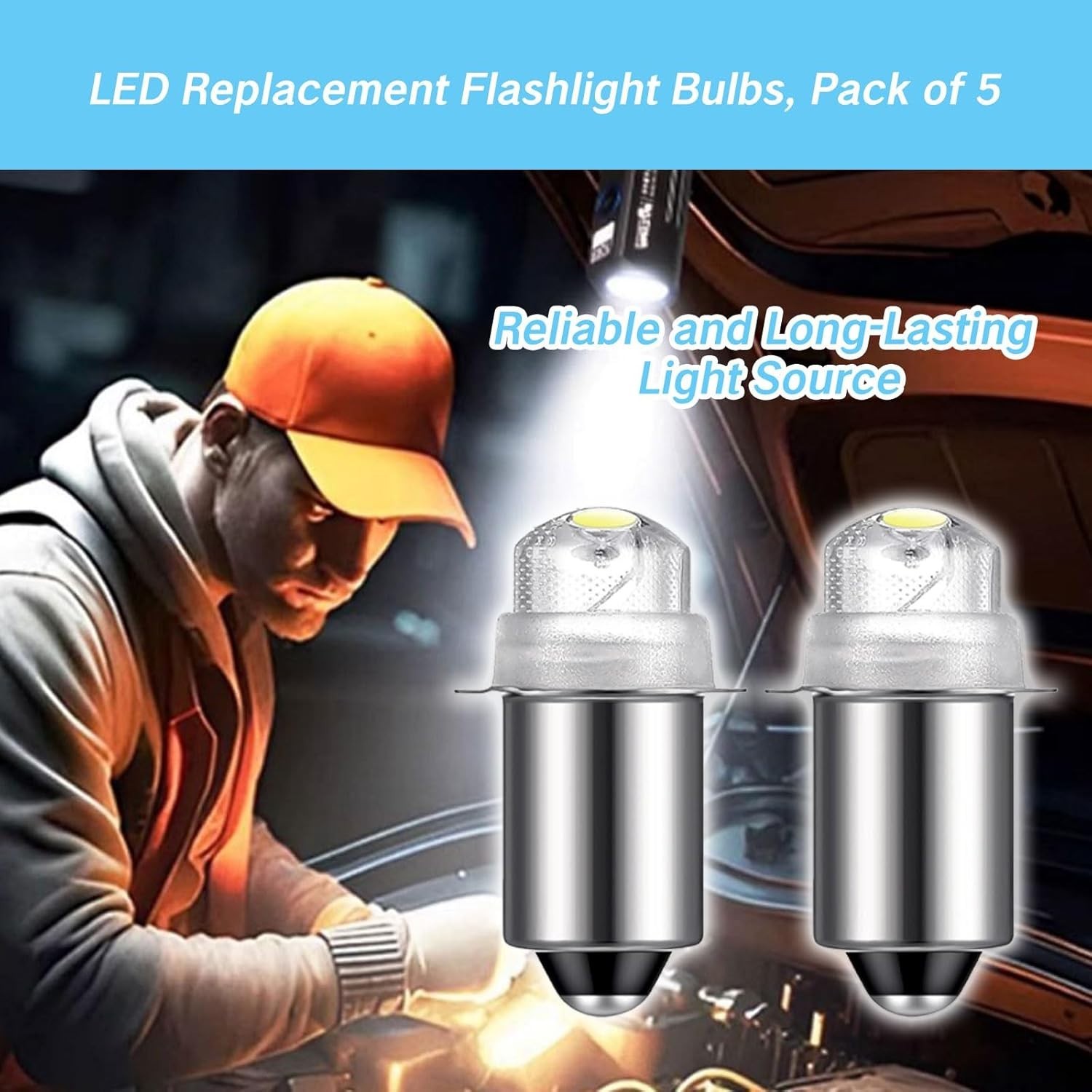 4 Pack Flashlight Bulbs 30 Lumen 3-Volt LED PR6 Replacement Bulb for Flashlig…