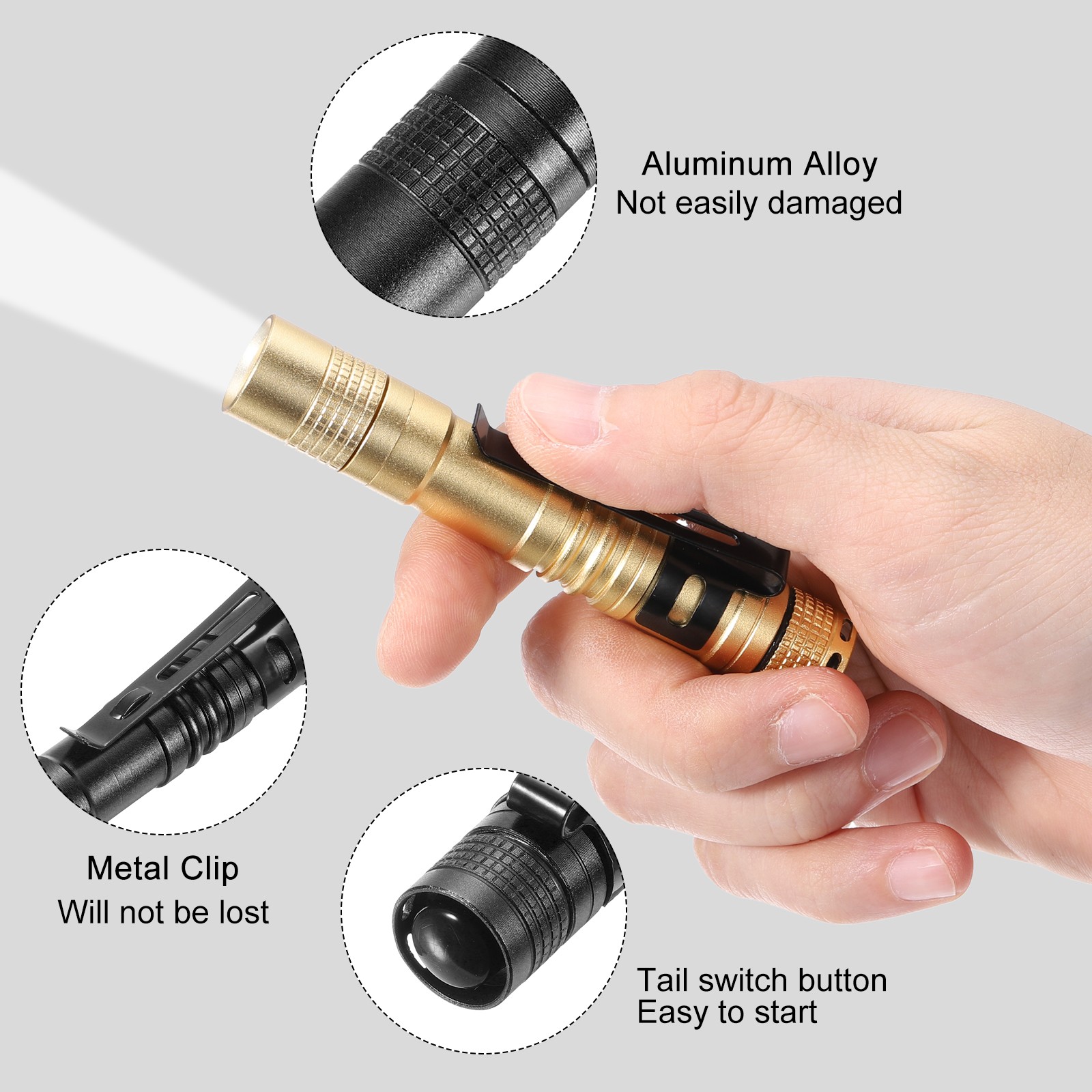 Mini Flashlight with Clip, Small LED Pen Flashlights, Black