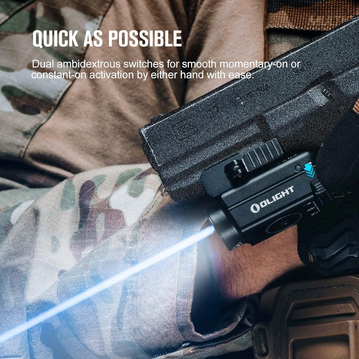 Lightweight Baldr S 800 Lumens Tactical Light: Rechargeable Blue & White LEDs