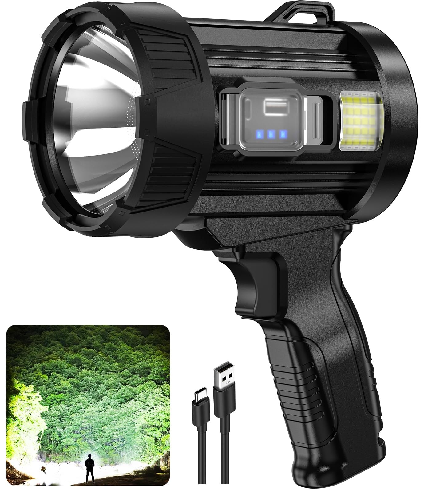 Rechargeable Spotlight, 99,000 Lumens Super Bright Handheld Led Flashlight, O…
