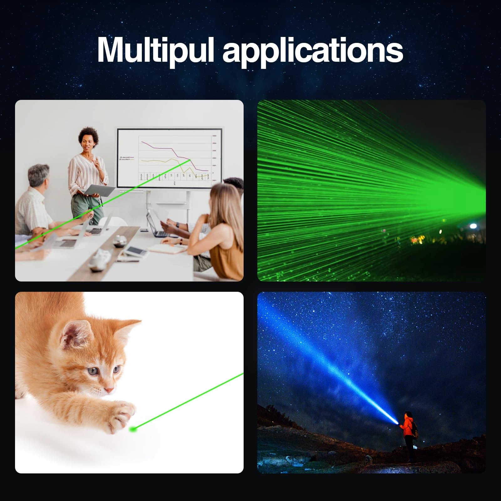 1500 Lumen Handheld Flashlight with Green Laser Pointer