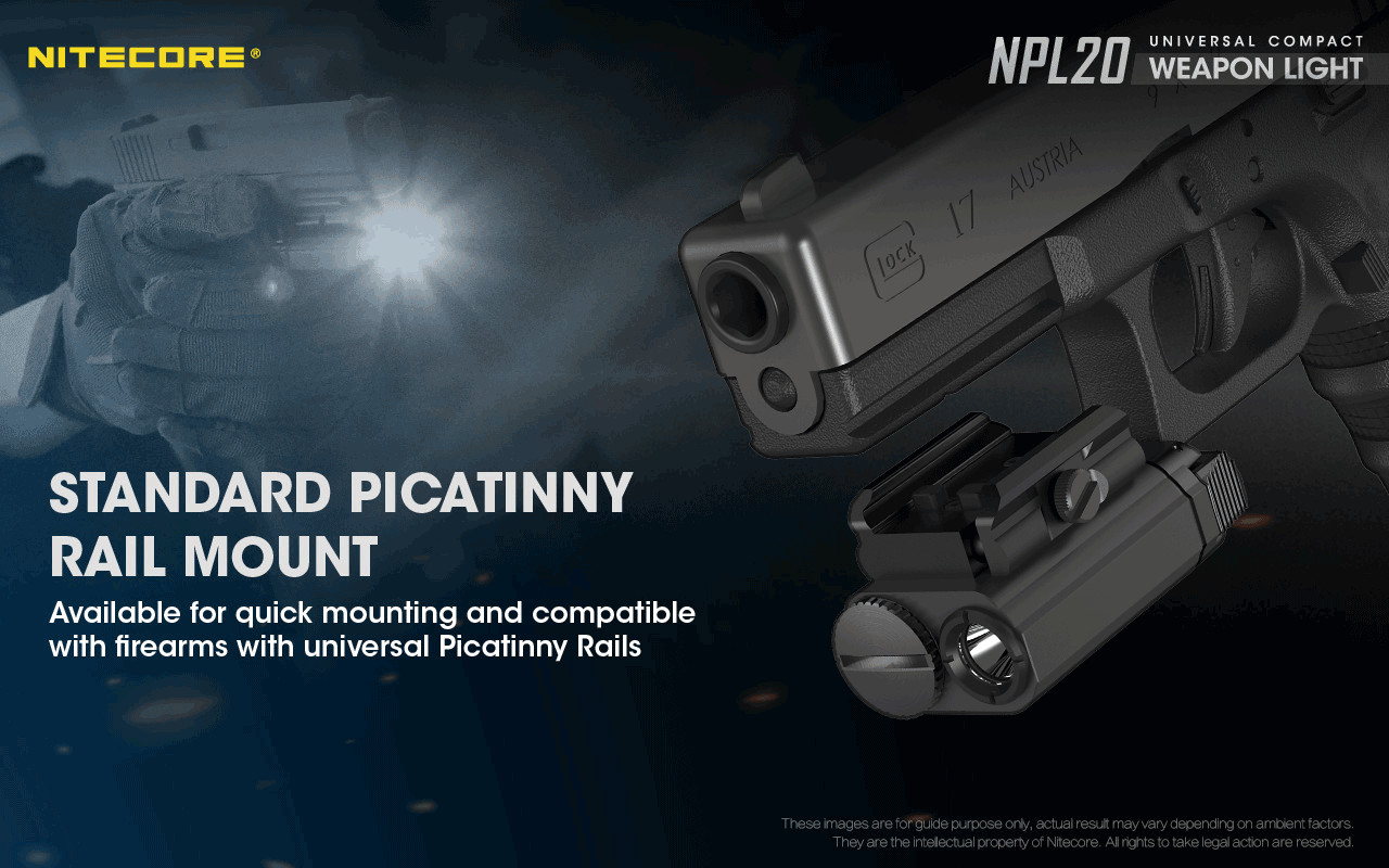 Nitecore Weapon Light NPL20 – 460 Lumen w/NL166 Rechargeable Battery