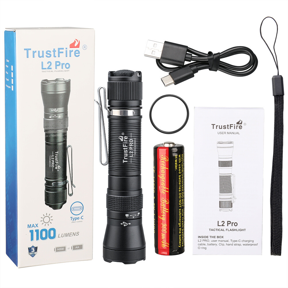 Trustfire L2PRO 1100 lumen EDC Flashlight Type-c Rechargeable Tactical Led Torch