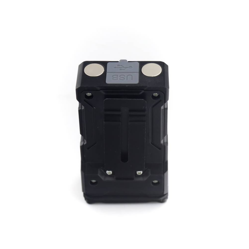 Tactical flashlight, COB LED light with built-in swivel head + USB Type-C magnet