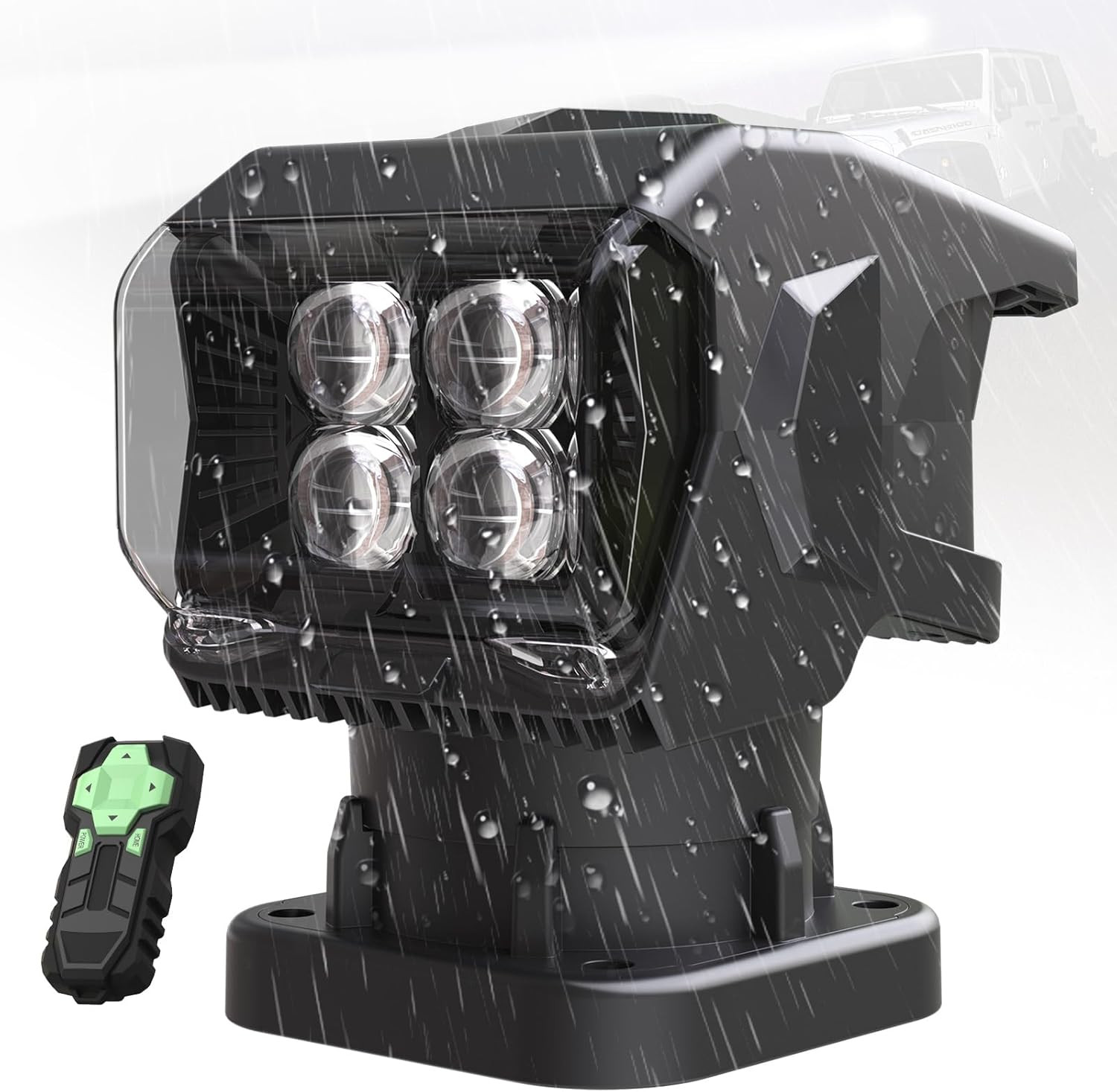 Remote Control Spotlight for Truck, 50W Outdoor Searchlight 360°Rotating Automat
