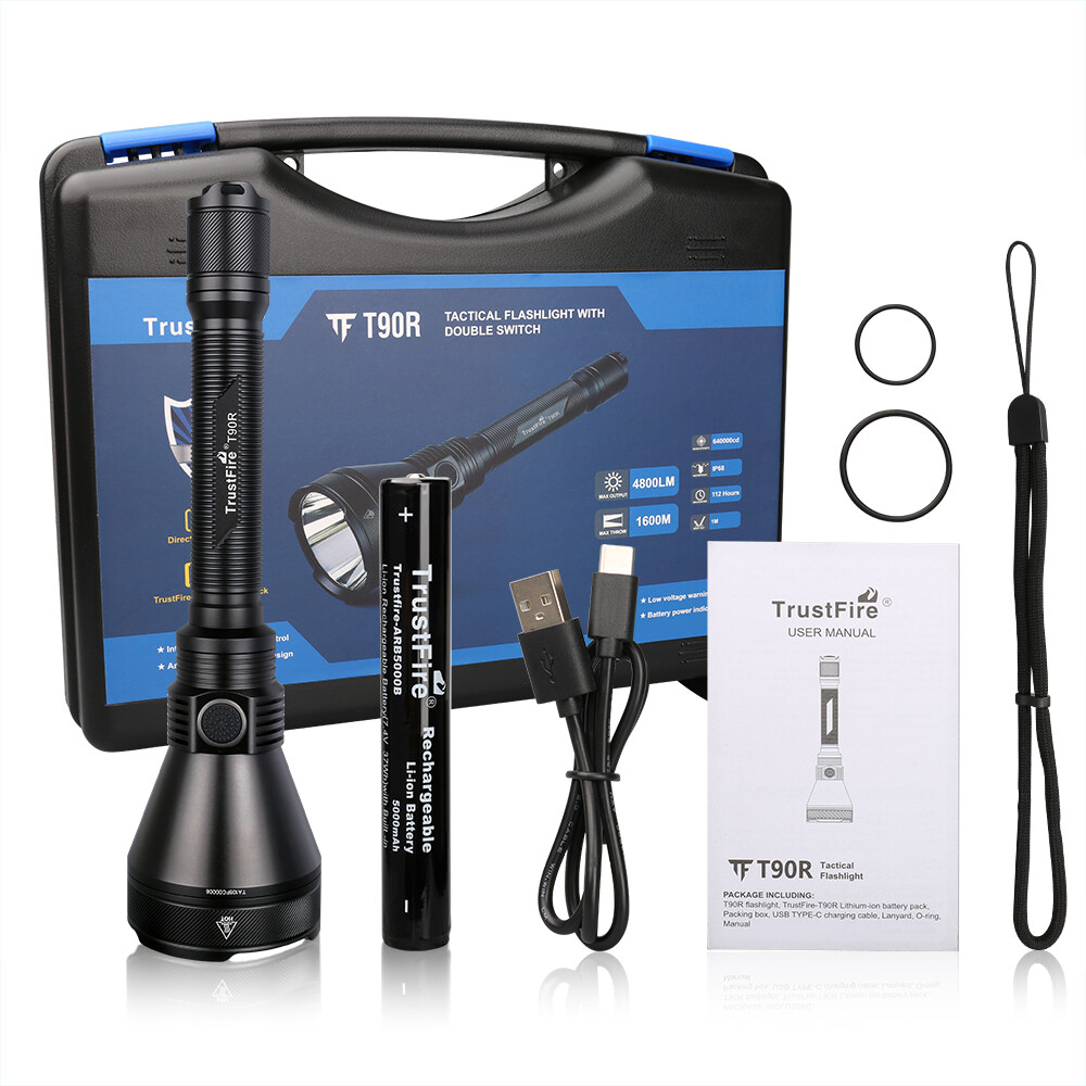 Trustfire T90R Kit 4800 Lumen Rechargeable Led Flashlight Tactical For Hunting R