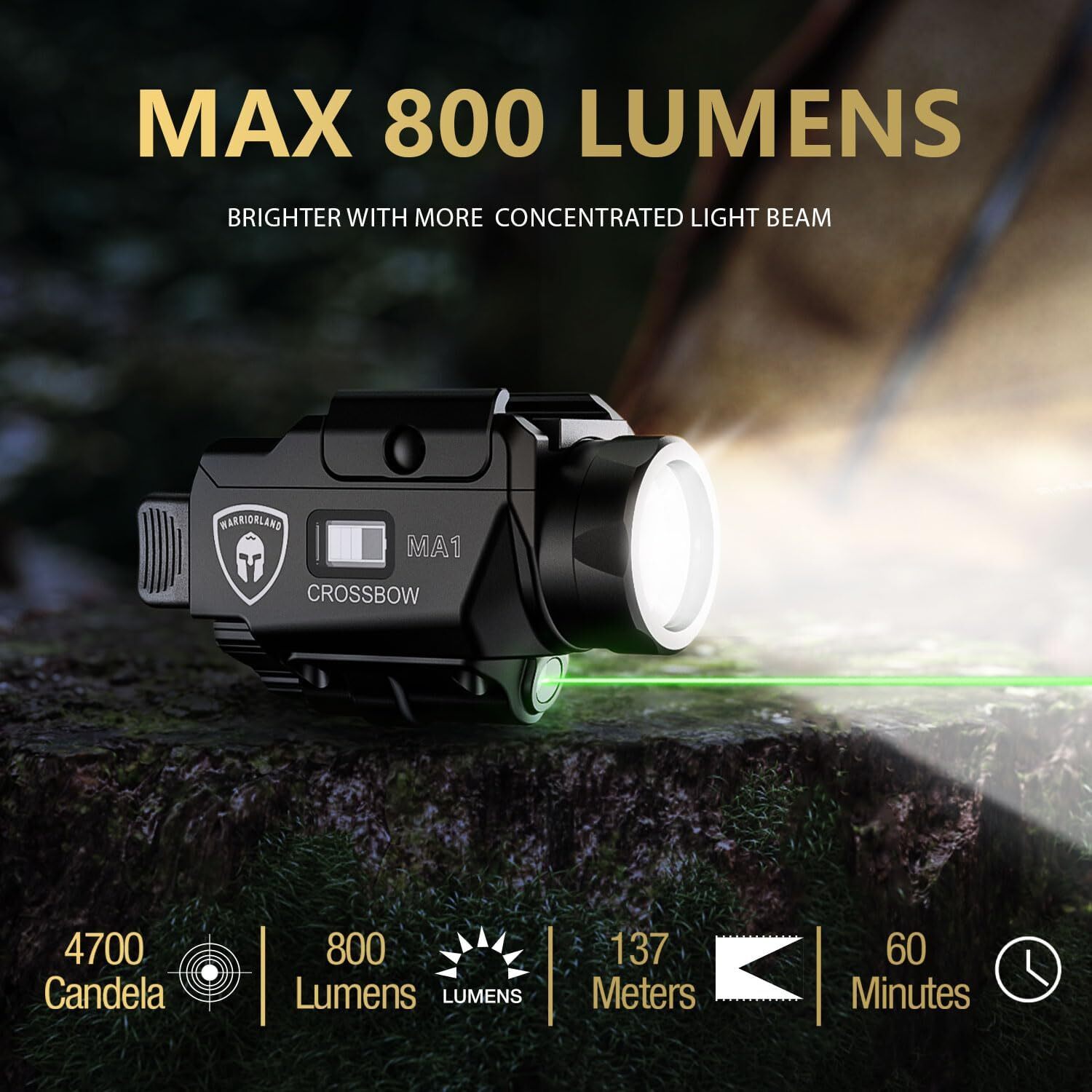 Universal Weaponlight,Green Laser & White LED Combo Tactical Light, Rechargeable
