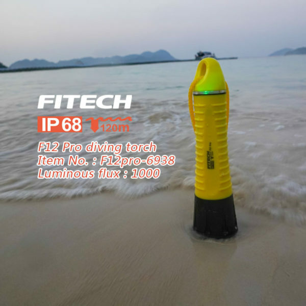 Fitech F12 Pro LED 1000 Lumens Diving Light Flashlight Torch-Orange