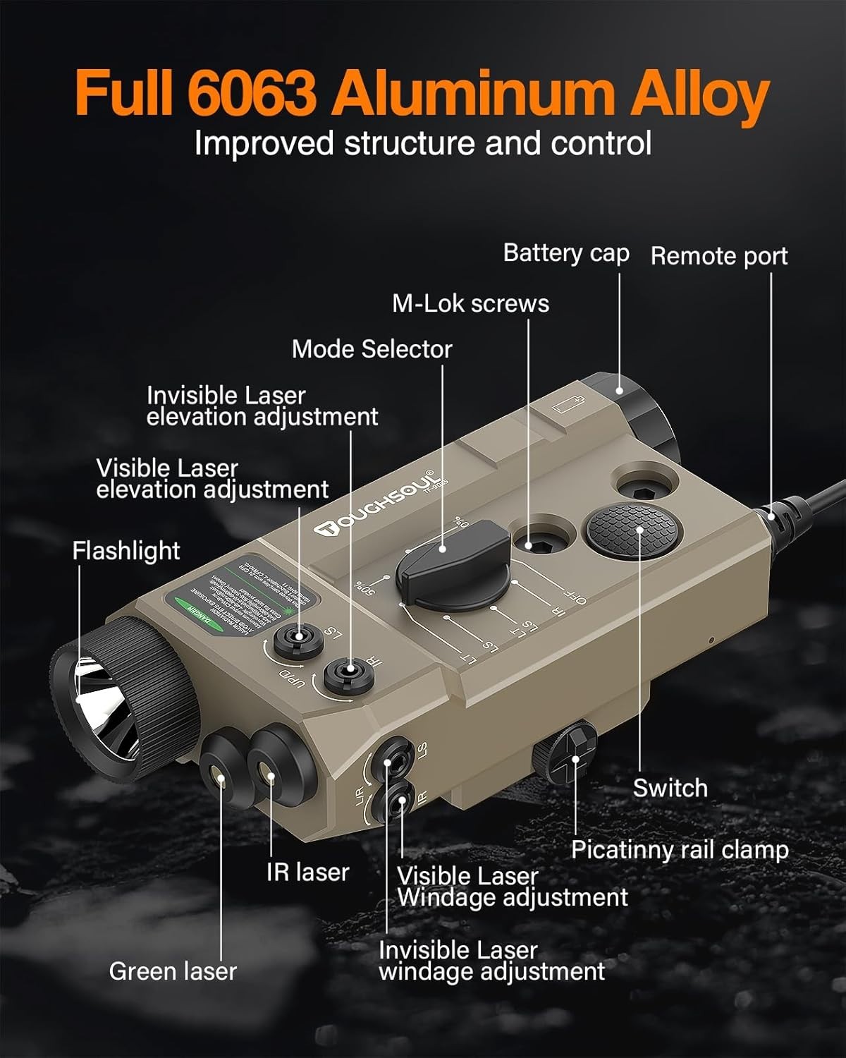 Tactical Flashlight Green Laser Combo, 1200 Lumens