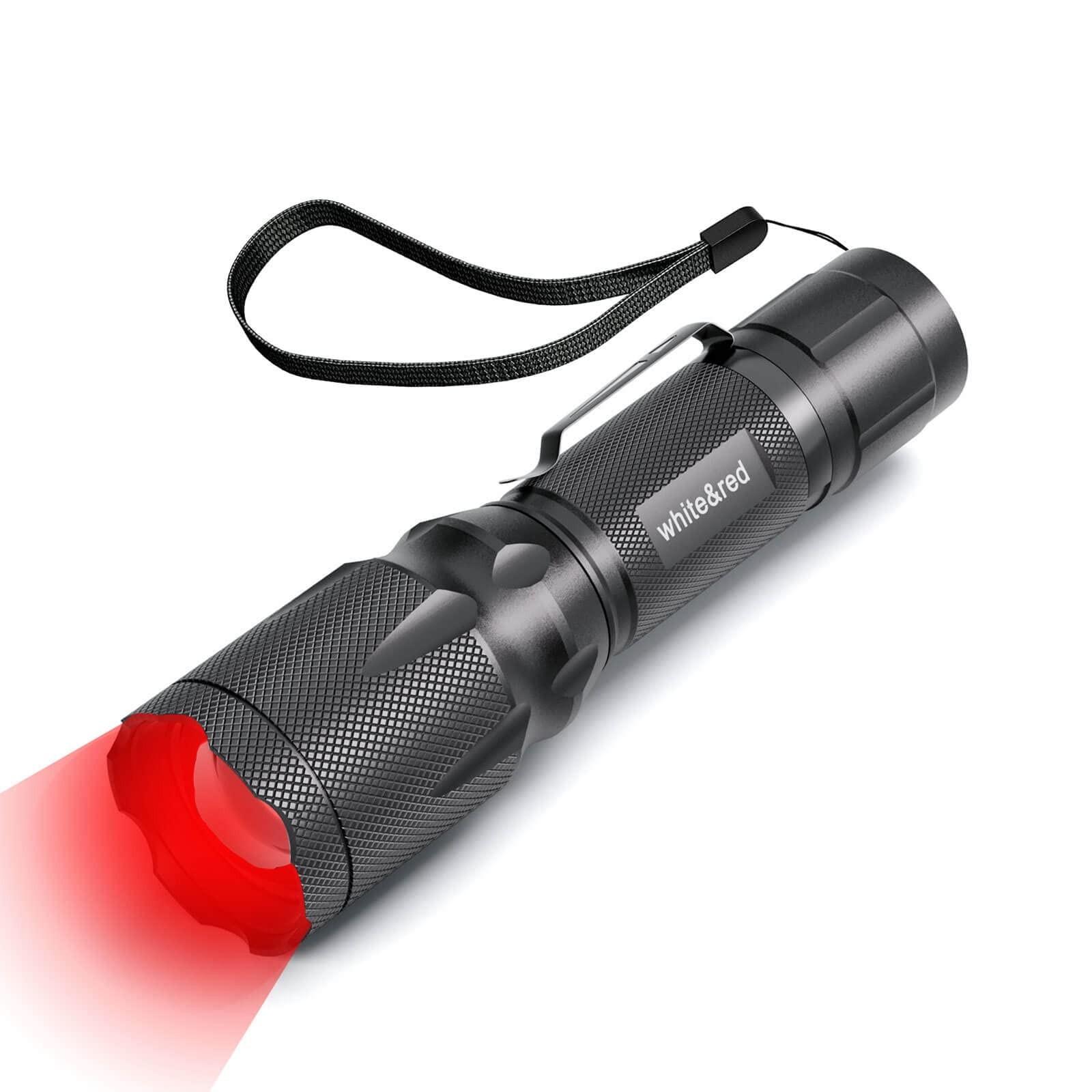 Upgraded Red Flashlight, Bright White &High/Low Power Red Light Options with …