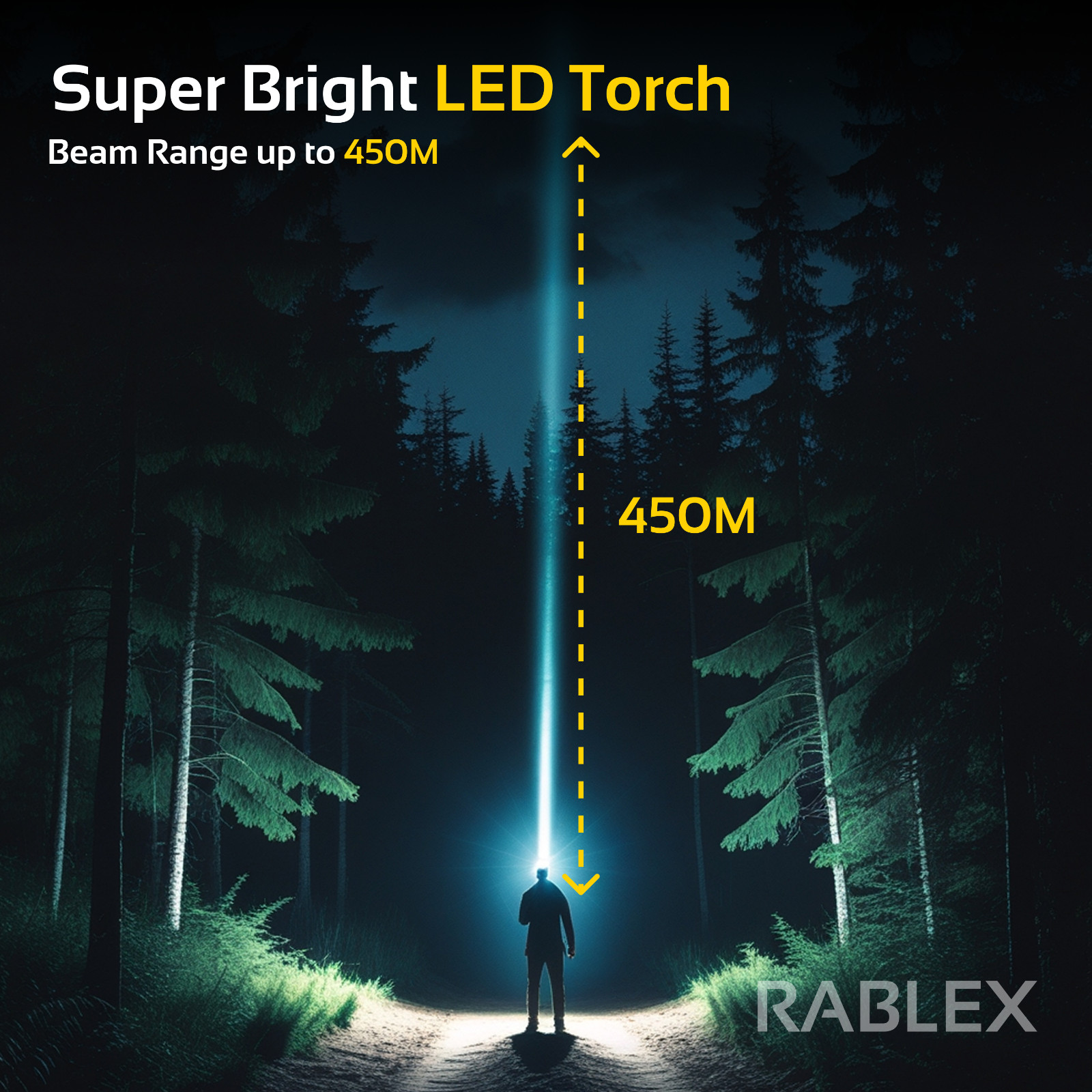 LED Flashlight Aluminum 1500 Lumens USB-C Rechargeable IP66 Waterproof RABLEX