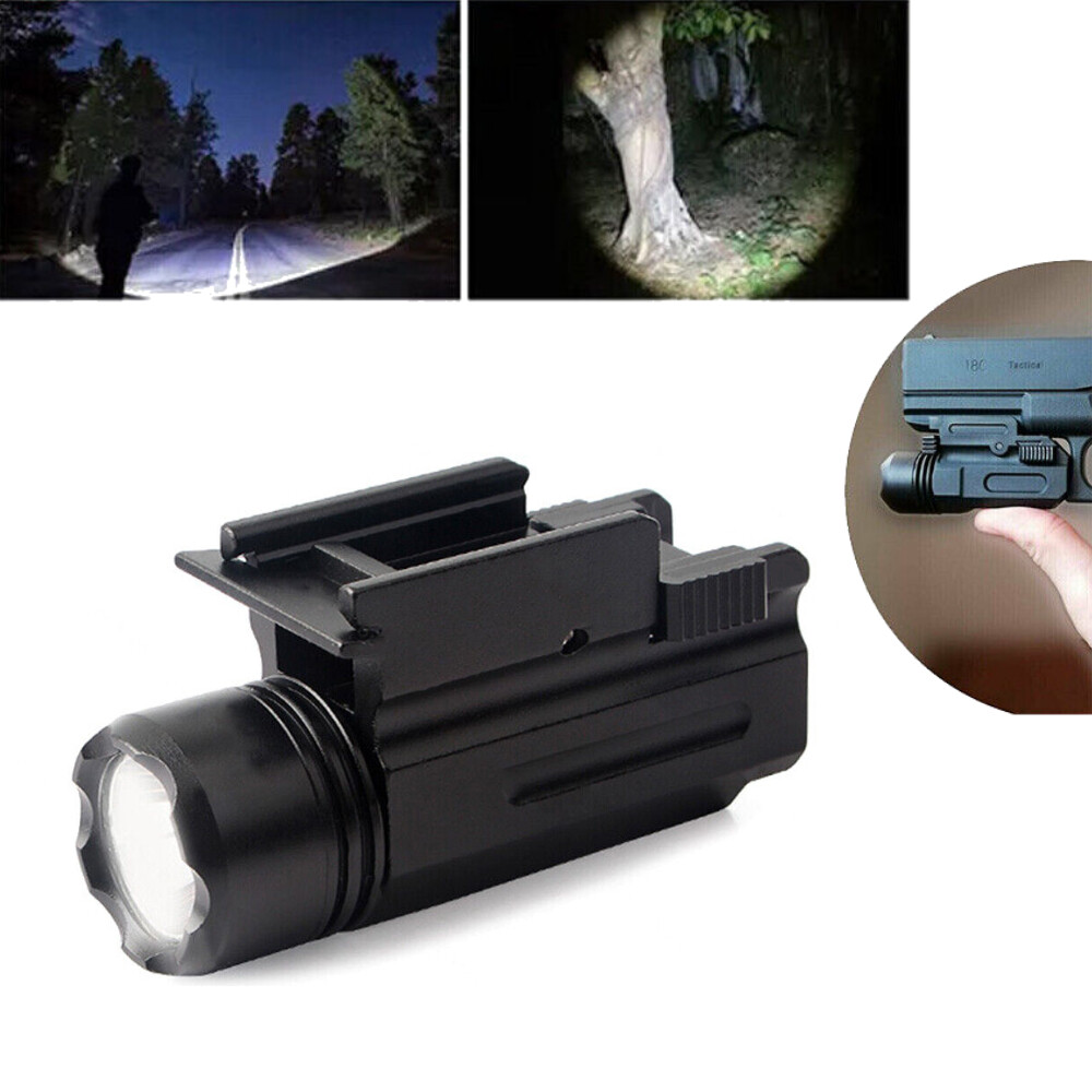 Tactical LED Flashlight Handgun/Rifle Torch Light For 20mm Picatinny Rail Mount