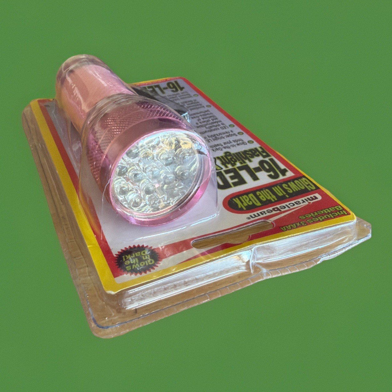 NEW Miracle Beam 16-LED Flashlight XL Pink Glow in the Dark NO- Batteries