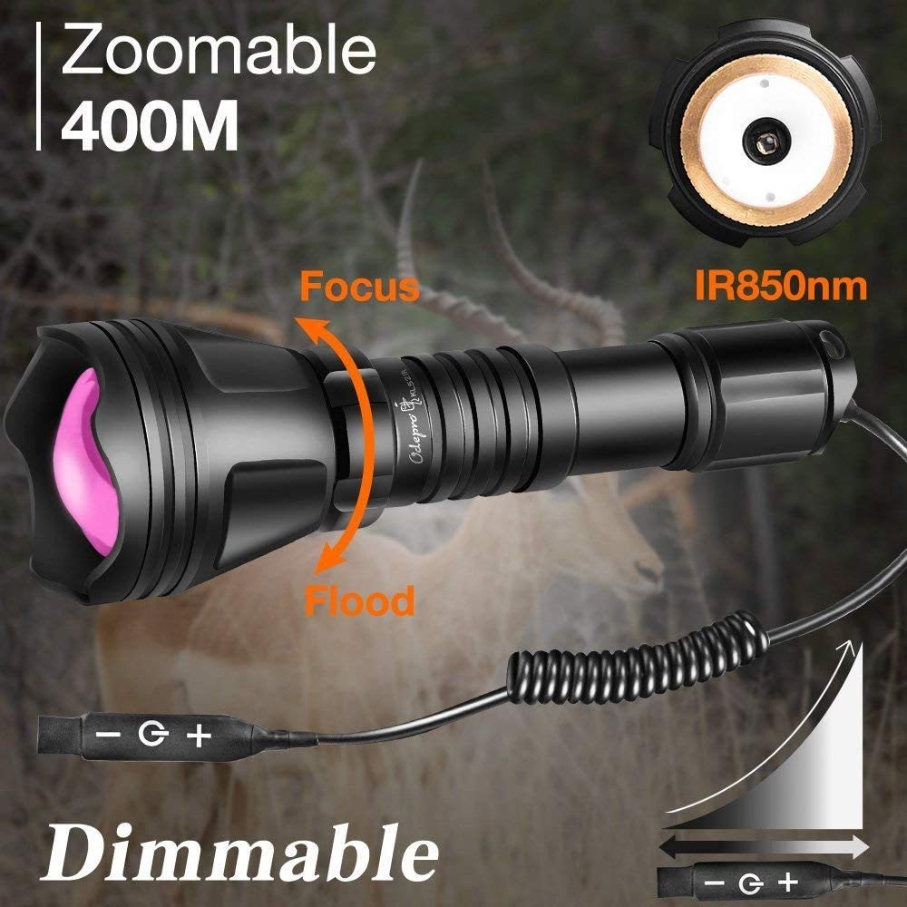 Odepro KL52IR-Pro 850nm IR Illuminator Flashlight for Night Vision Hunting, F…