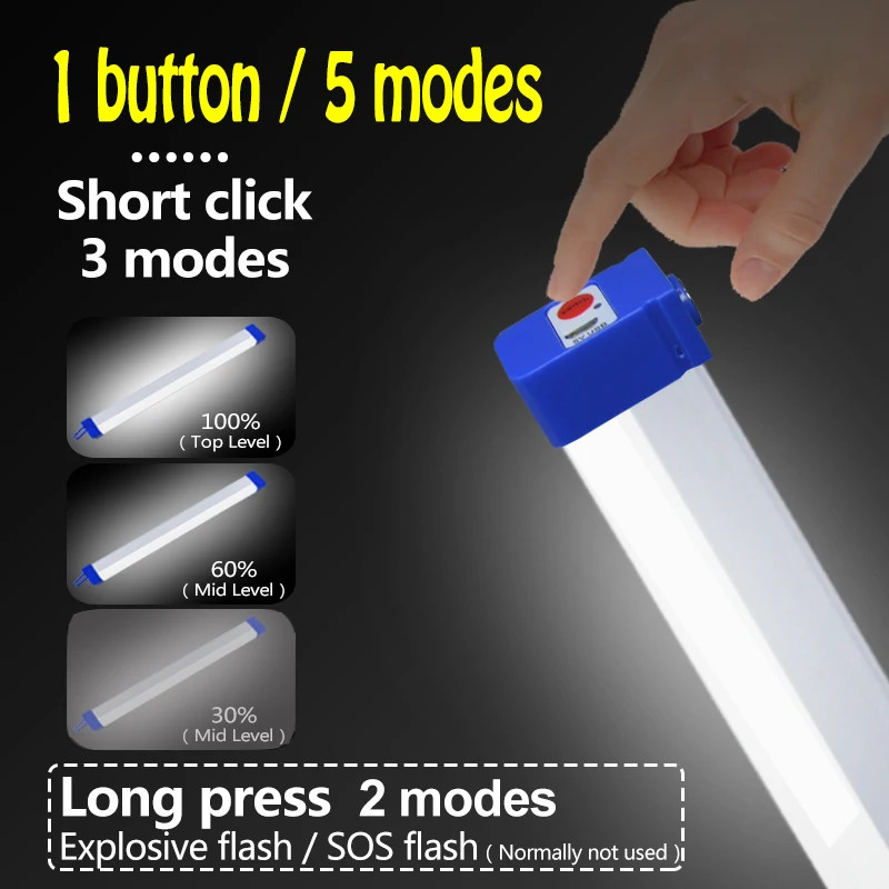 LED Rechargeable Lamp Tube USB 5V Emergency Light Camping Magnetic Portable Ligh