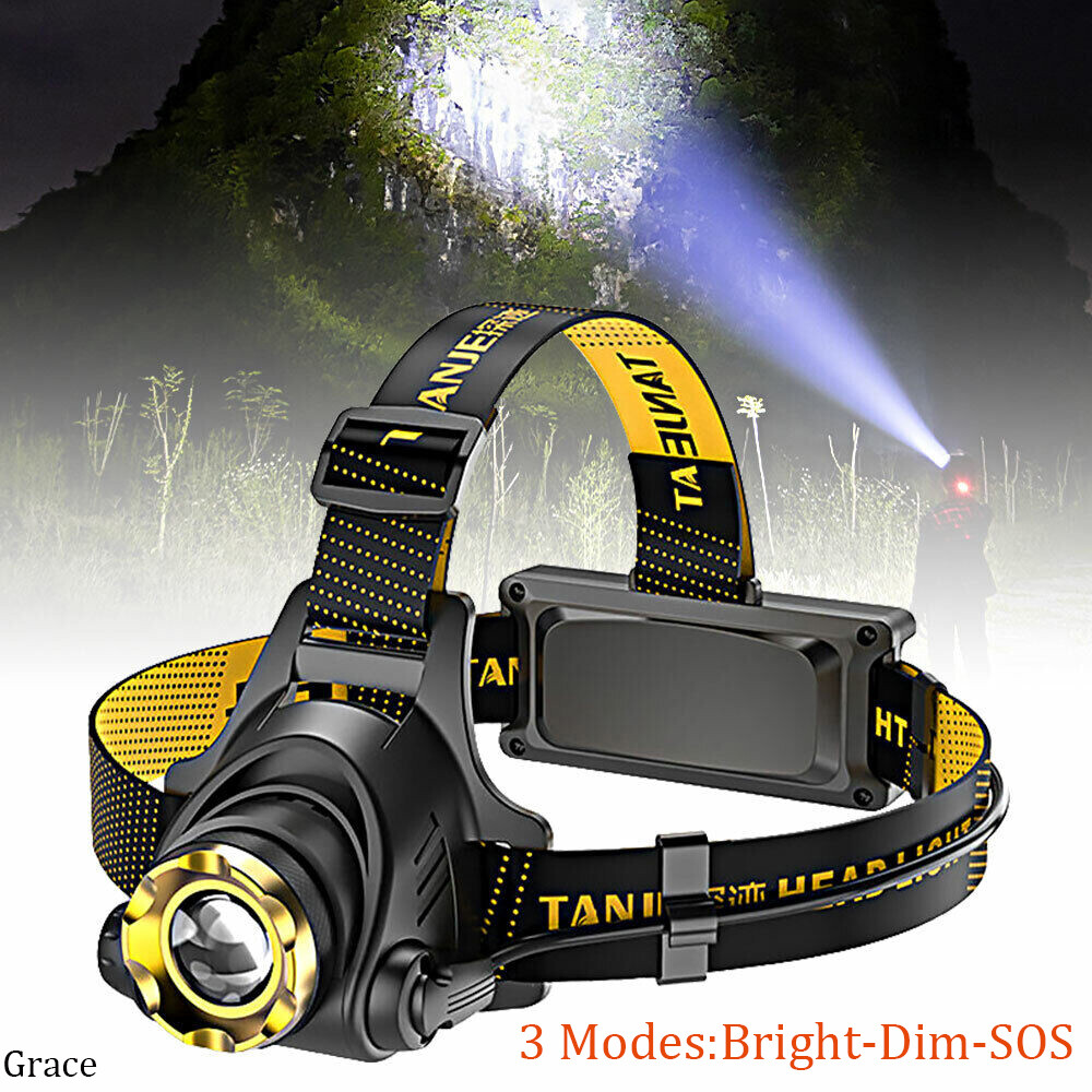 LED 990000LM Headlamp Rechargeable Headlight Head Torch Lamp Flashlight Camping