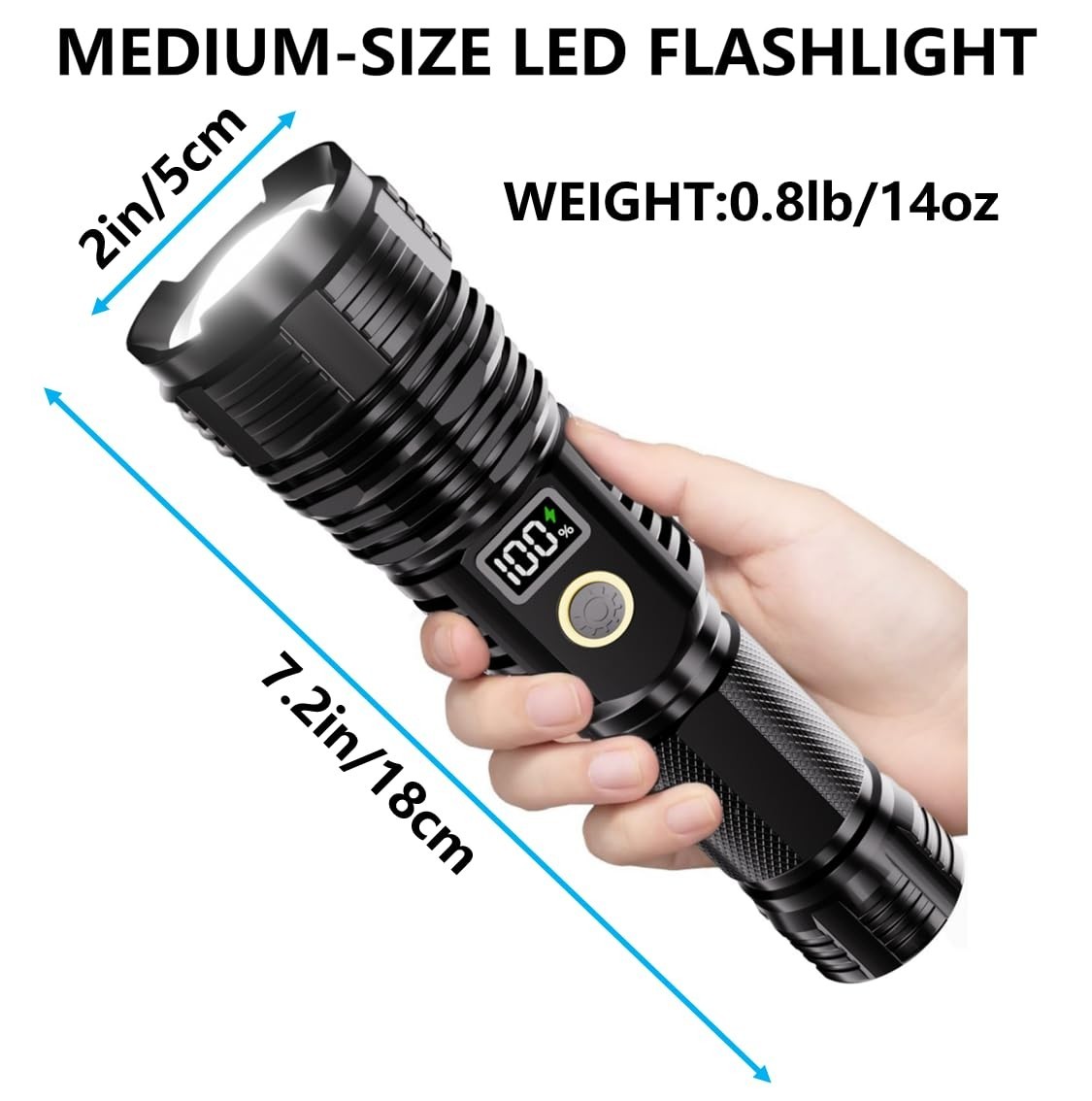 High Lumens Rechargeable Flashlight 100,000LM LED Super Bright Zoomable Tactical