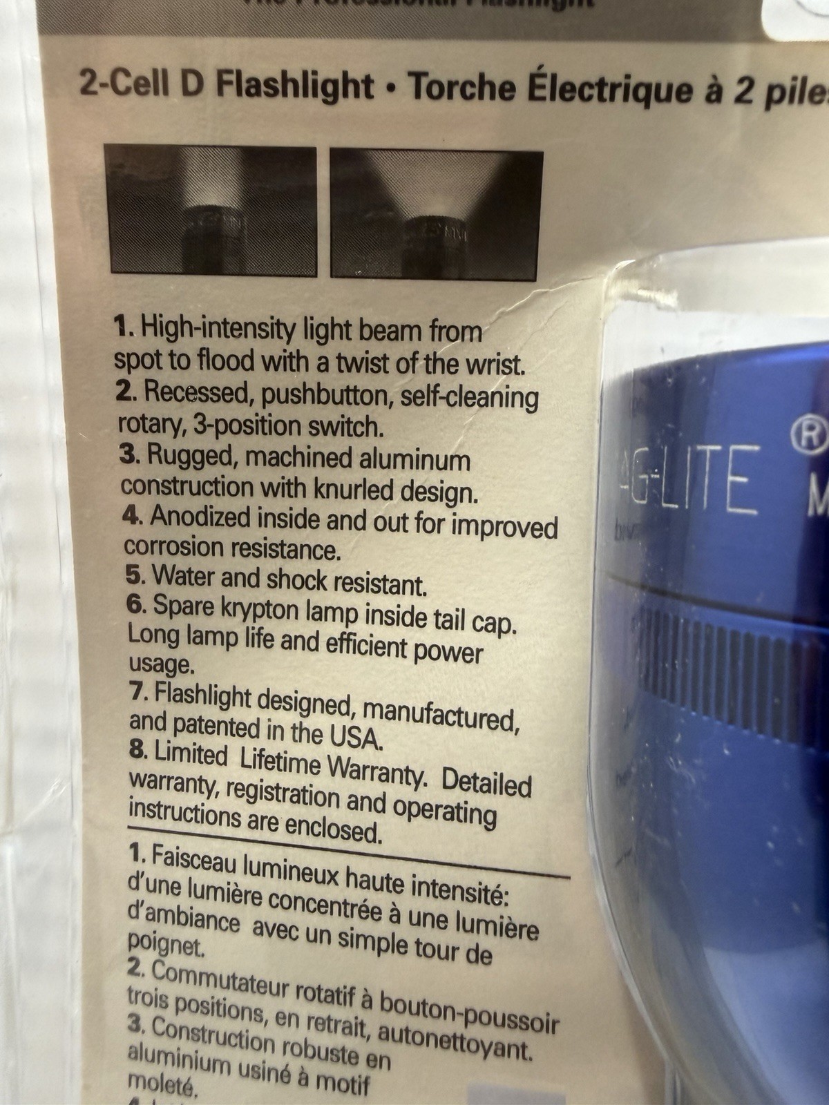 Vtg 1999 Maglite Incandescent 2-Cell D Flashlight Blue S2D116 Made in USA