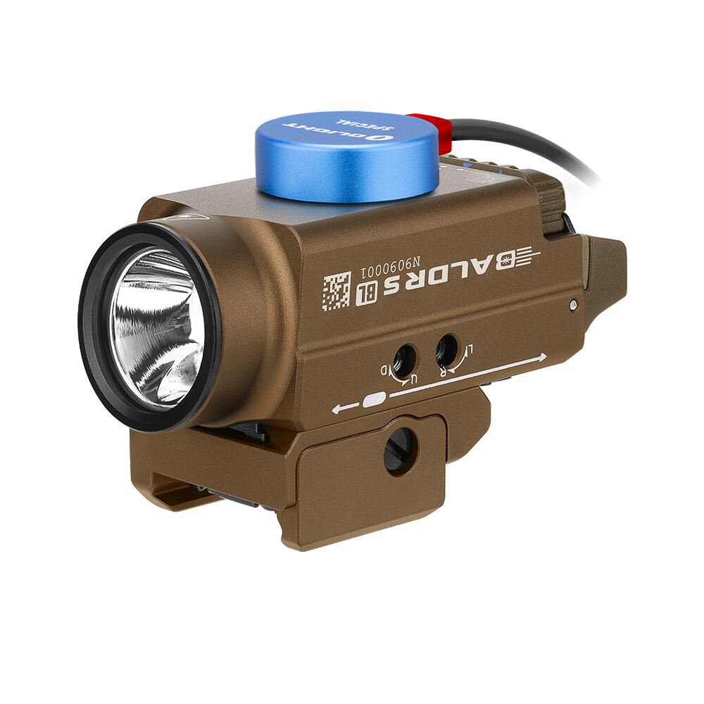 Olight Baldr S BL Desert Tan 800 Lumens Rail Mounted Weapon Light, w/Blue Laser