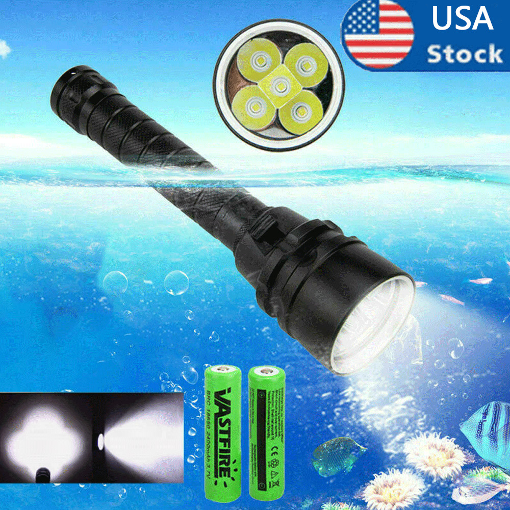380000LM 5* LED Diving Torch UnderWater 220m Depth Waterproof Flashlight US