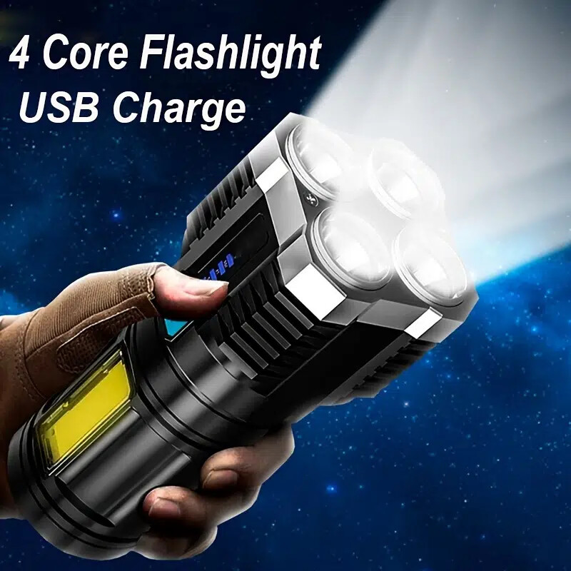 2 Pk RECHARGEABLE Flashlight Never Need Batteries USB 4-Mode Bright (Two Pack)