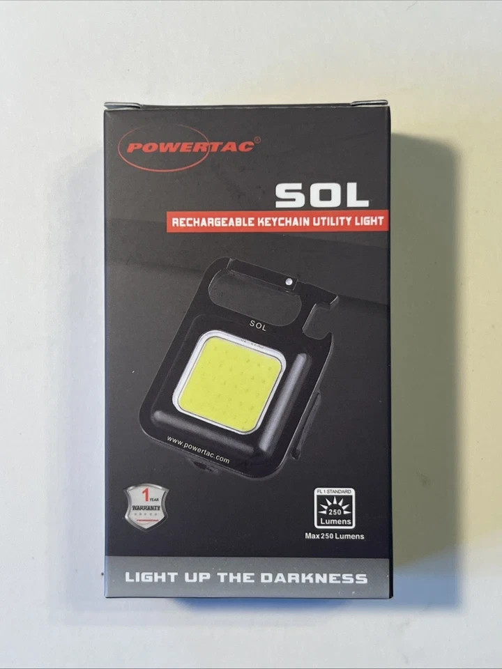 Powertac SOL LED Rechareable Tiny Keychain Light 250 lumens Mini EDC Flashlight