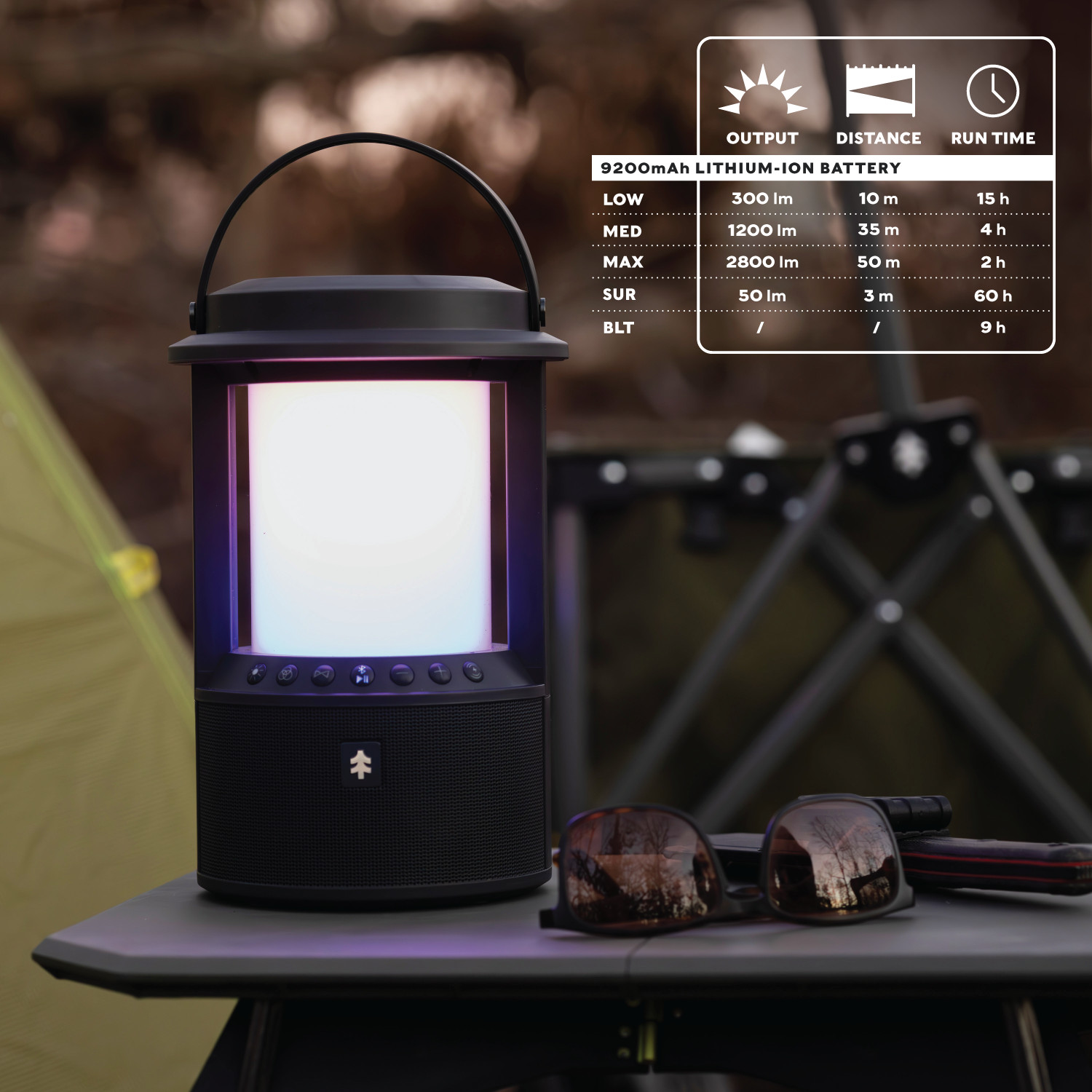 Swiss Tech Smart LED Lantern & Bluetooth Speaker, 2800 Lumen, Rechargeable Outdo