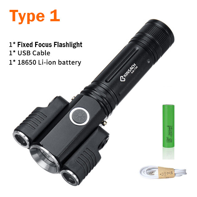 Waterproof Three Head Rotate Telescopic Zoom LED Flashlight Ultra Bright Torch S