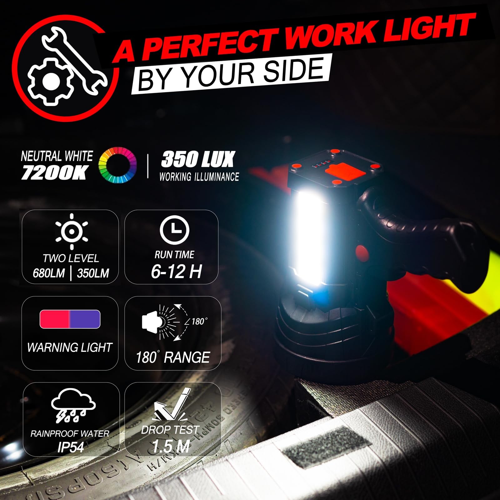 Q984 Rechargeable Spotlight, High Lumens 1200,000 LED Flashlight with Multifunct