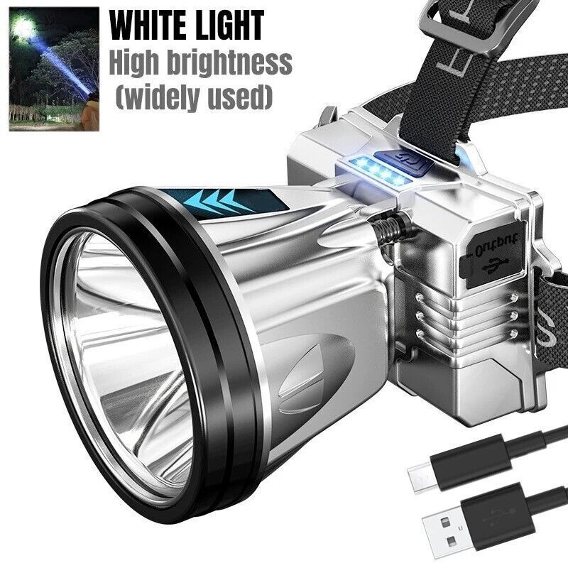 2x 90000Lumen Super Bright Rechargeable High Power Headlamp High Power Head Lamp