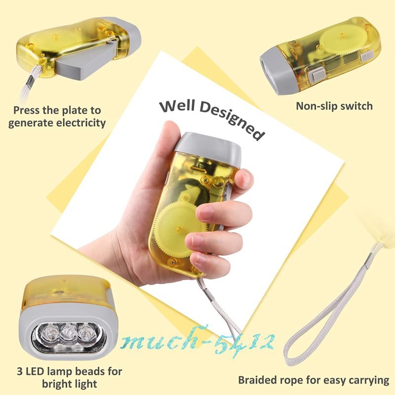 Powerful Handpress Dynamo 3LED Hand Crank Flashlight Camping Emergency Torch