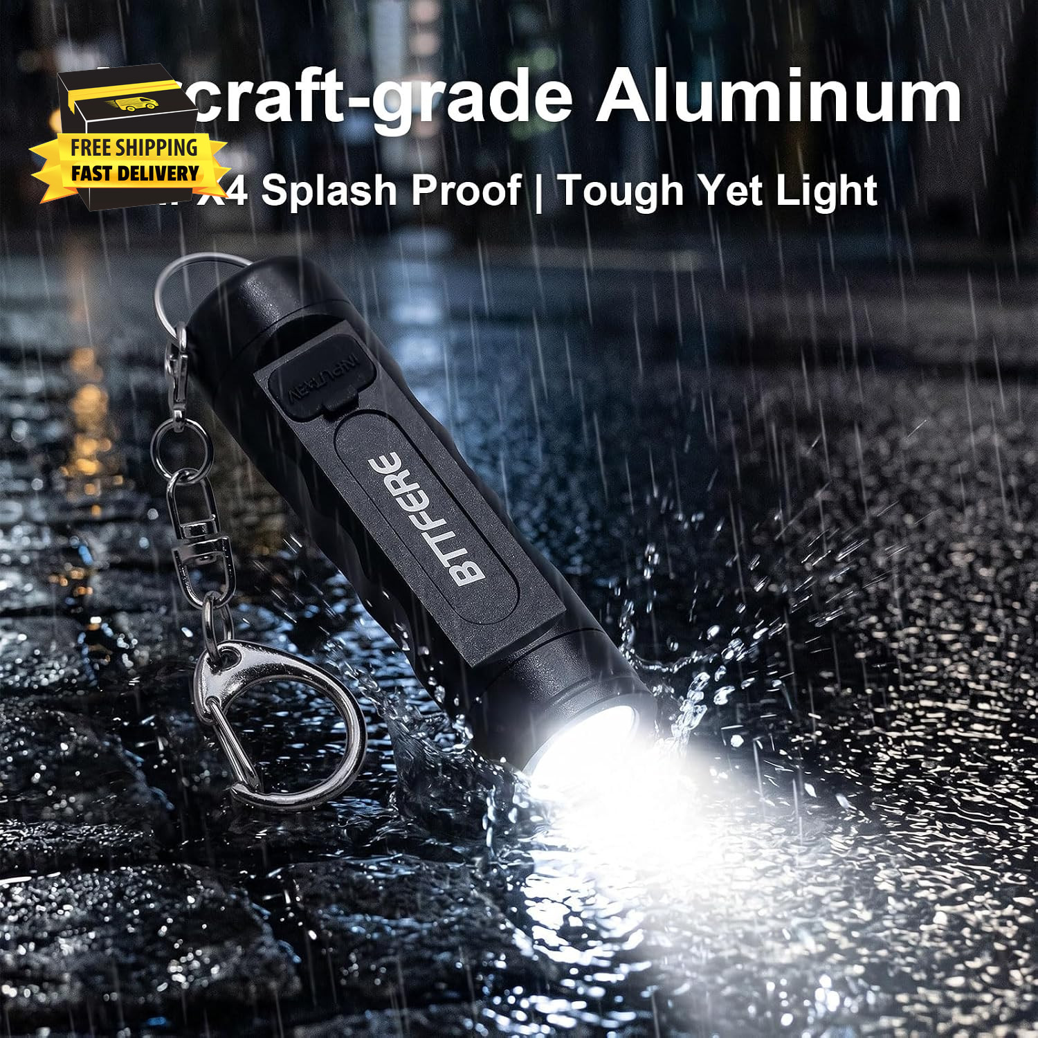 Bright Mini Keychain Flashlight with Magnetic Base, Tiny USB-C Rechargeable LED