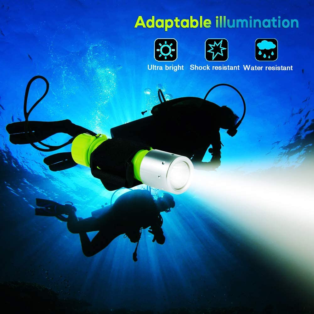 Professional 1100 Lumen Diving Flashlight Bright Submarine Light Scuba Safety Li