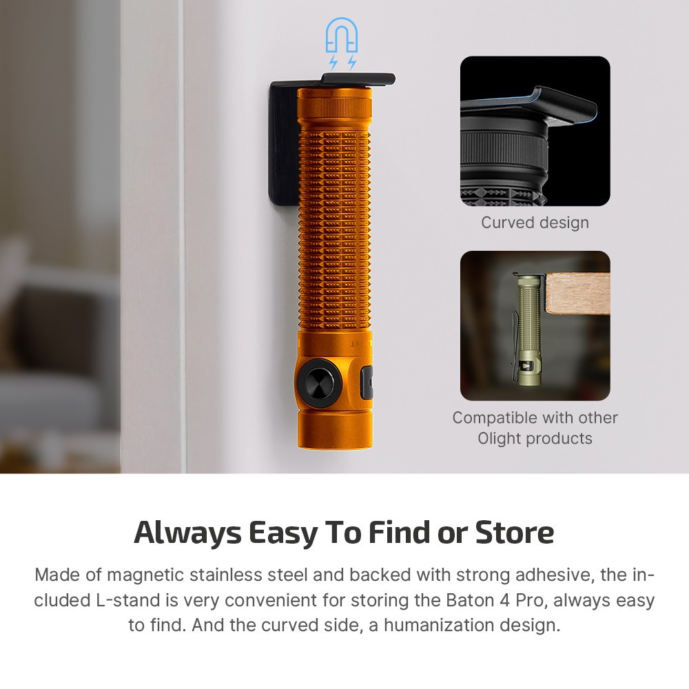 Olight Baton 4 Pro Orange CW Dual Switch Compact Flashlight, 1600 Lumens, 200M