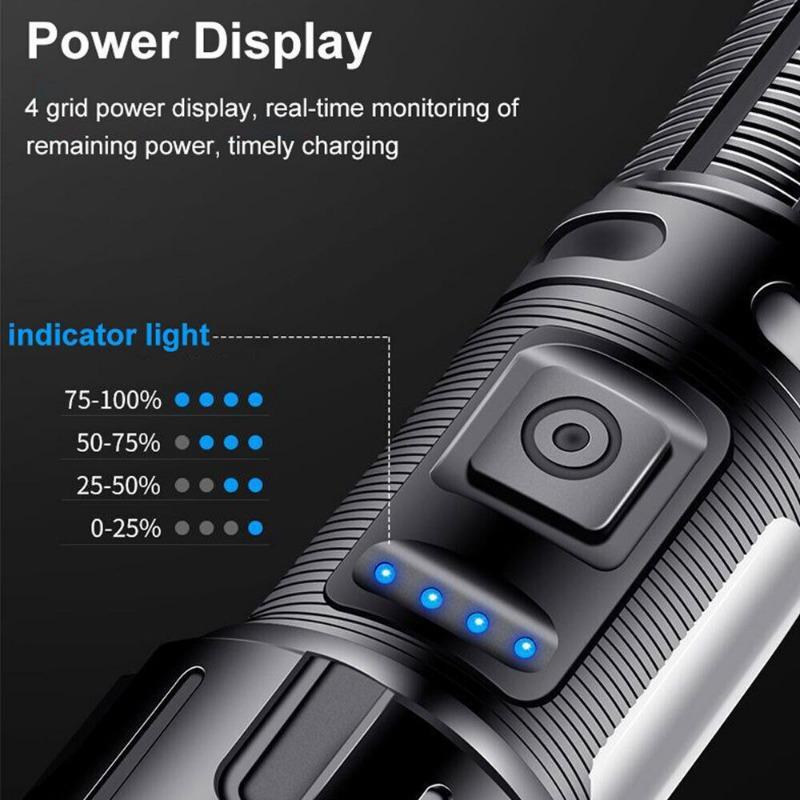 Super Bright Portable LED Flashlight USB Rechargeable Zoom Camping Hiking Lamps