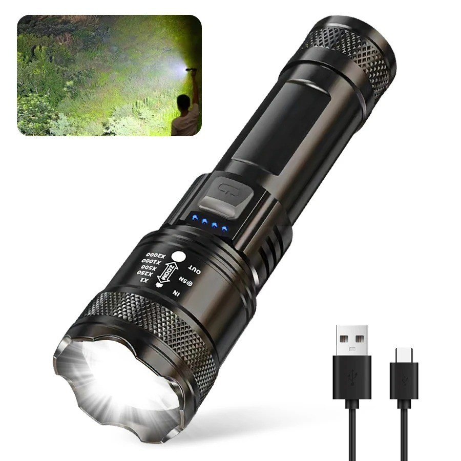1600000 Lumens Super-Bright LED Tactical Flashlight Rechargeable COB Work Light