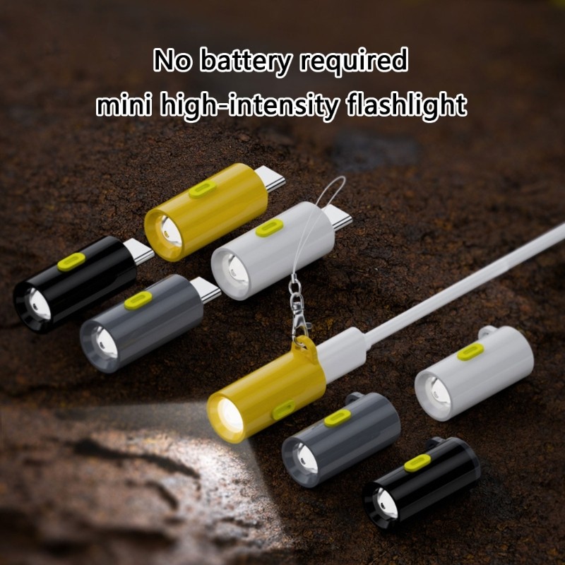 Portable Metal USB C Flashlight No Battery Required For Emergency Lighting